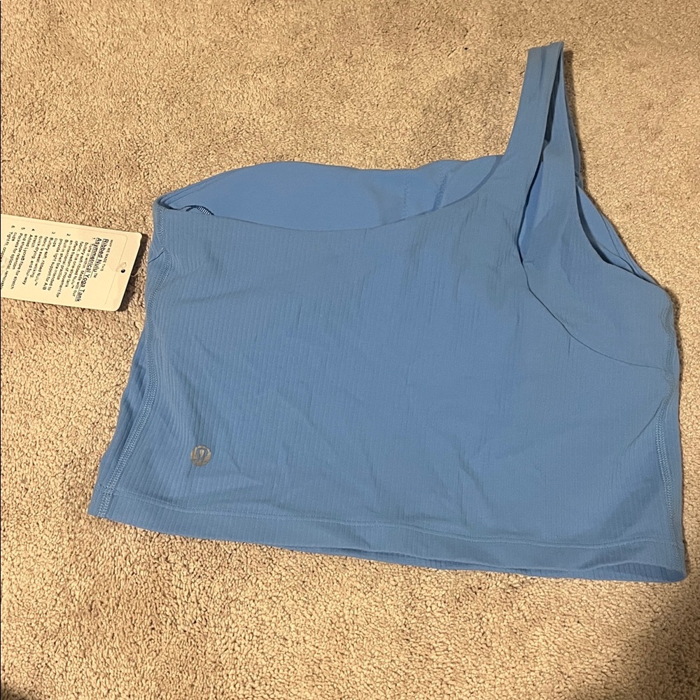 NWT size 8 aero blue lululemon ribbed nulu asymmetrical yoga tank - Picture 4 of 7